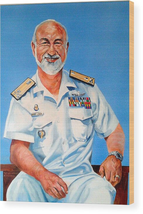  Wood Print featuring the painting R Adm Koos Louw by Tim Johnson