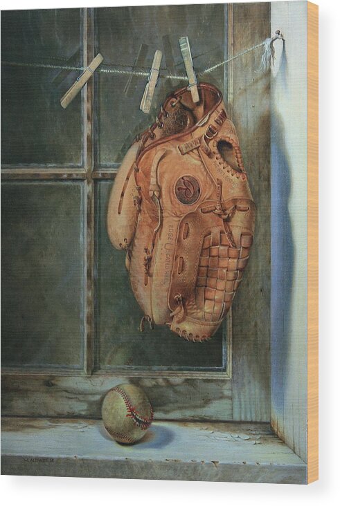 Old Baseball Wood Print featuring the painting Rained Out by William Albanese Sr