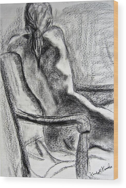 Kendall Kessler Wood Print featuring the drawing Reaching Out by Kendall Kessler