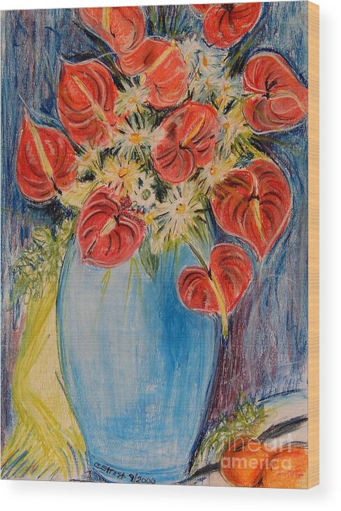 Flowers Wood Print featuring the pastel Red Calla Lilies by Caroline Street