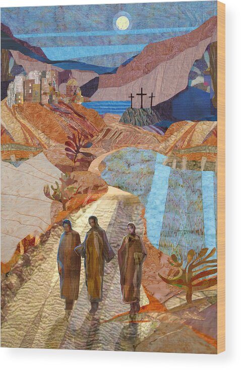 Jesus Wood Print featuring the digital art Road to Emmaus by Michael Torevell