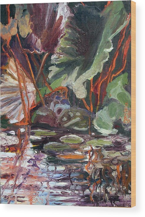  Wood Print featuring the painting Rock and Water by Patricia Trudeau