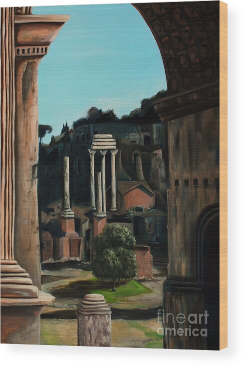 Rome Wood Print featuring the painting Roman Forum by Nancy Bradley