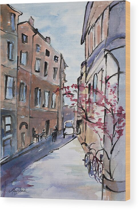 Italy Wood Print featuring the painting Rome Street Scene III by Mary Benke