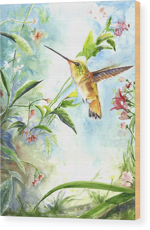 Bird Wood Print featuring the painting Rufus Paradise by Arthur Fix