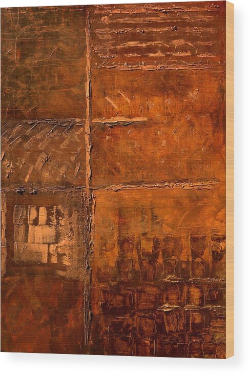 Rugged Cross Wood Print featuring the painting Rugged Cross by Linda Bailey