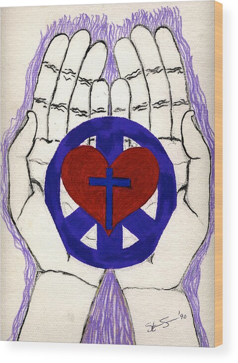 Sacred Wood Print featuring the drawing Sacred Touch by Steve Sommers