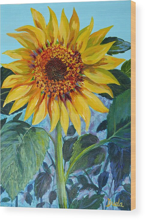 Acrylic Painting Wood Print featuring the painting Salute the Sun by Susan Duda