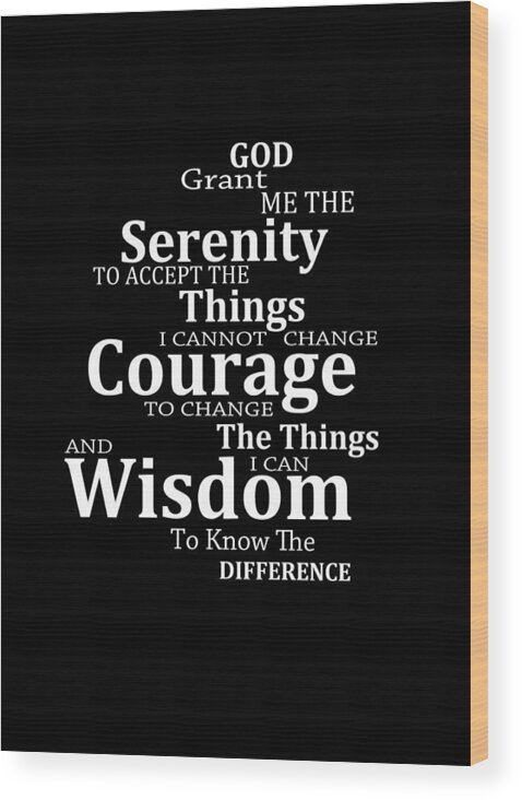 Serenity Prayer Wood Print featuring the painting Serenity Prayer 5 - Simple Black And White by Sharon Cummings