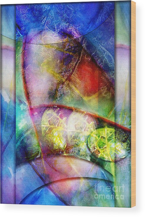 Stained Glass Wood Print featuring the painting Shapes in Color by Allison Ashton