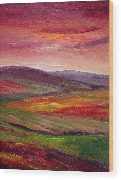 Landscape Wood Print featuring the painting Shepherds Delight by Hazel Millington