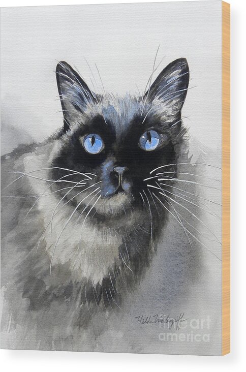 Siamese Wood Print featuring the painting Siamese Cat by Hilda Vandergriff