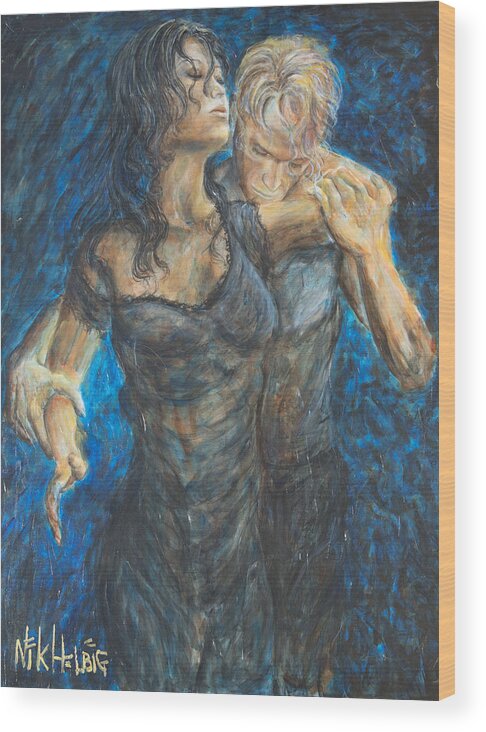 Tango Painting Wood Print featuring the painting Slow Dancing 1 by Nik Helbig
