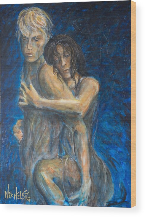 Lovers Wood Print featuring the painting Slow Dancing VI by Nik Helbig