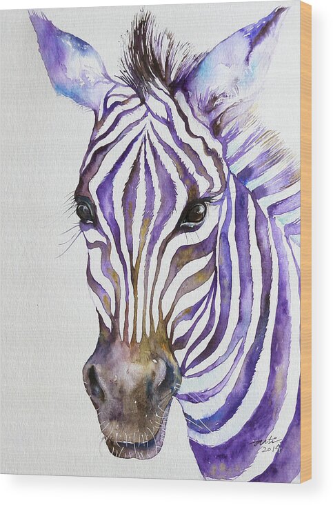 Animal Wood Print featuring the painting Snazzy_ Purple Stripes by Arti Chauhan