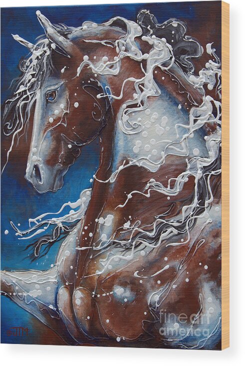 Horse Wood Print featuring the painting Splish Splashed my Paint by Jonelle T McCoy