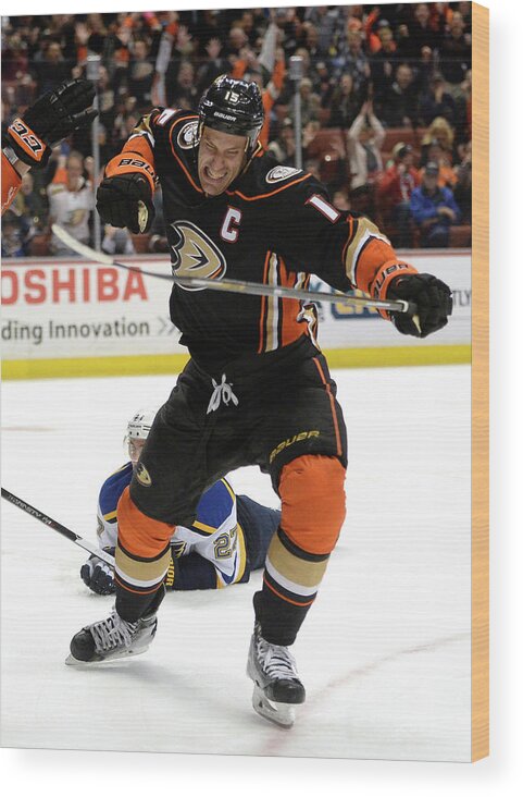 National Hockey League Wood Print featuring the photograph St Louis Blues V Anaheim Ducks by Harry How