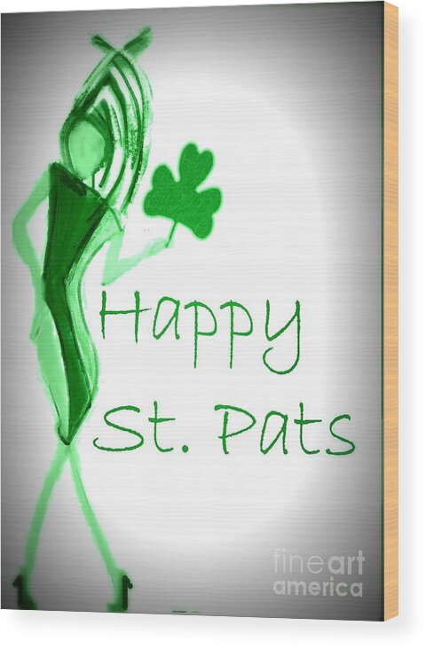 Digital Drawing Wood Print featuring the digital art St Patrick's queen by Barbara Leigh Art