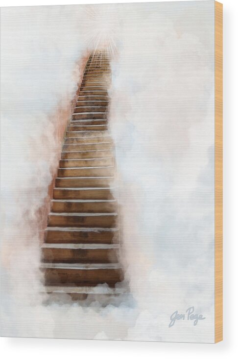 Stair Way To Heaven Wood Print featuring the digital art Stair Way to Heaven by Jennifer Page