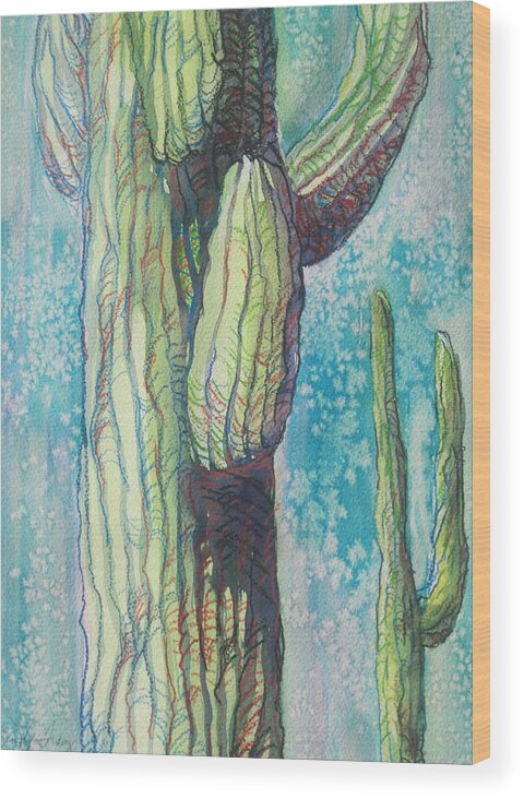 Saguaro Wood Print featuring the painting Standing By by Sandy Tracey