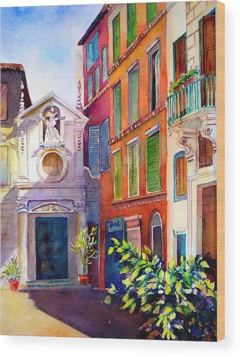 Europe Wood Print featuring the painting Street in Rome by Betty M M Wong