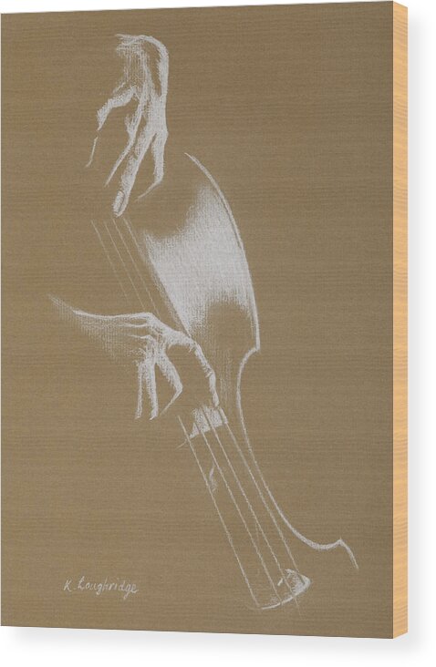 Cello Wood Print featuring the pastel Study in the Bass Clef - Cello by Karen Loughridge KLArt