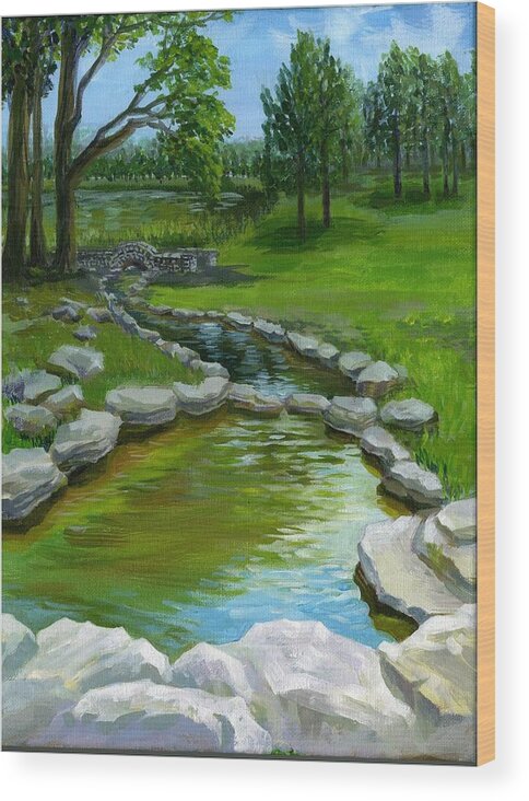 Landscape Wood Print featuring the painting Summer at Saint Louis Forest Park by Ping Yan