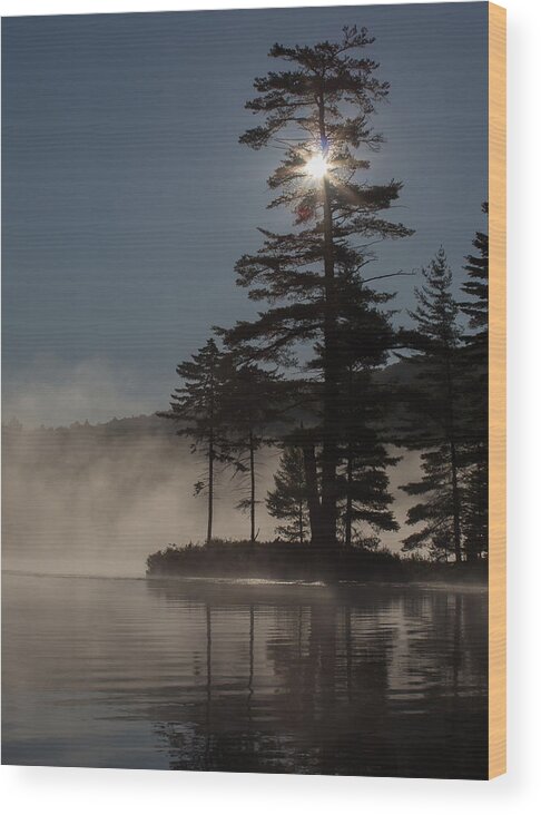 Sun Wood Print featuring the photograph Sun is up at the lake by Vance Bell