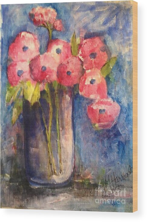 Floral Wood Print featuring the painting Sunday Painting by Sherry Harradence