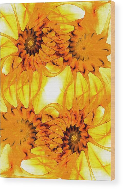 Malakhova Wood Print featuring the digital art Sunflowers by Anastasiya Malakhova