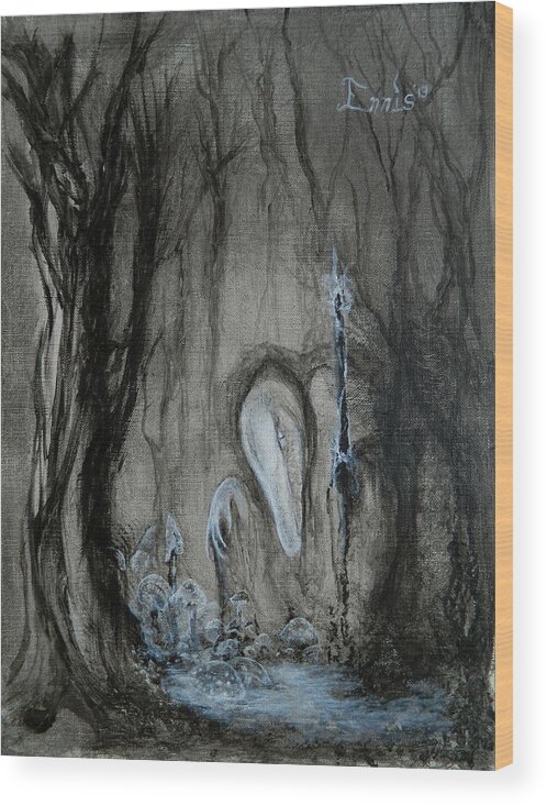 Ennis Wood Print featuring the painting Swamp Shaman by Christophe Ennis