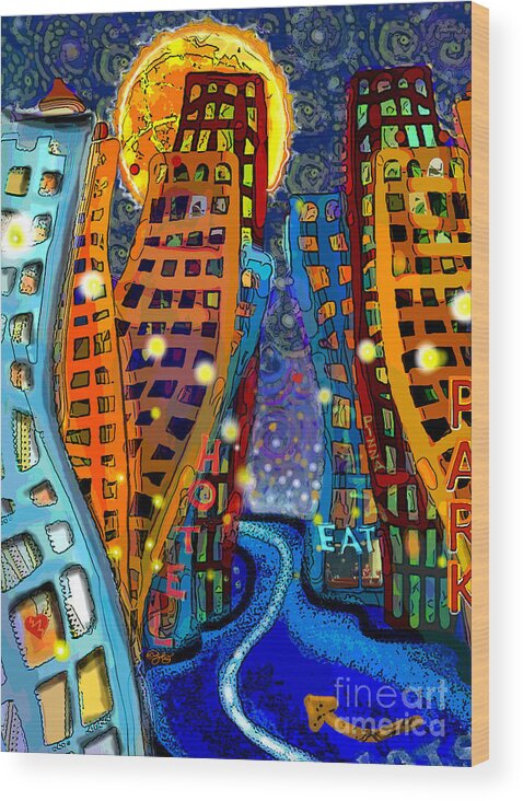 Swing Wood Print featuring the digital art Swing City by Carol Jacobs