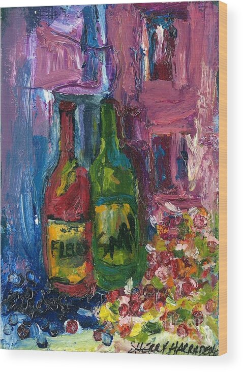 Geraniums Wood Print featuring the painting Thats A Vino by Sherry Harradence