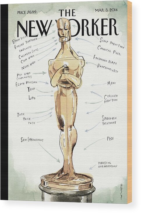 Oscars Wood Print featuring the painting Ready For His Closeup by Barry Blitt