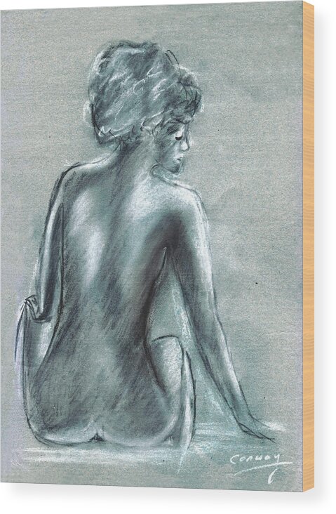 Nude Wood Print featuring the drawing The Actress by Tom Conway