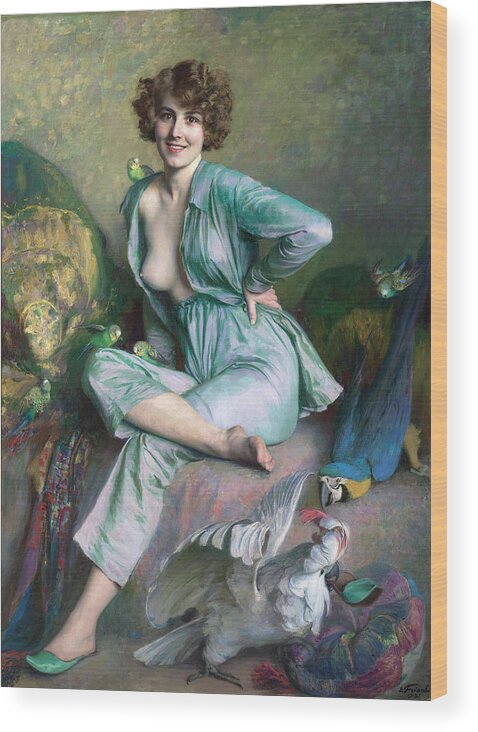 Emile Friant Wood Print featuring the painting The Familiar Birds by Emile Friant