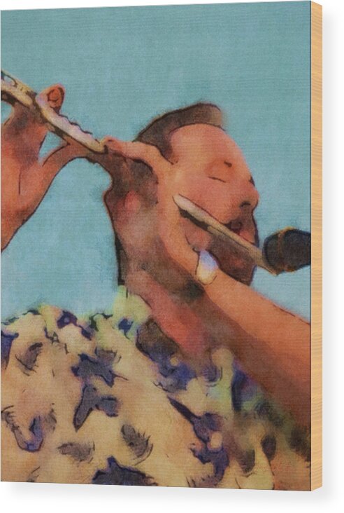 Musician Wood Print featuring the photograph The Flute Player by Gary De Capua