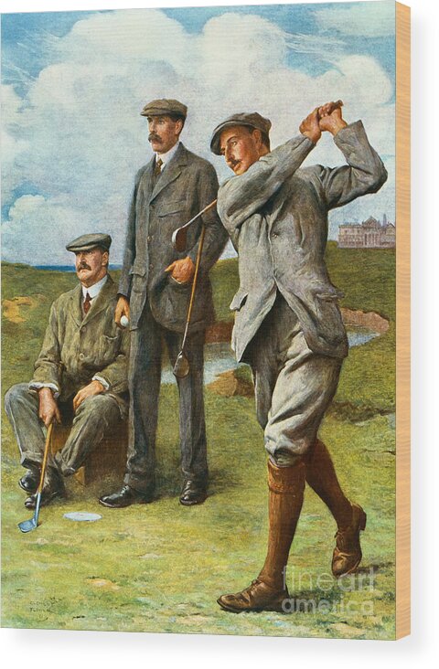 Golf Wood Print featuring the painting The Great Triumvirate by Clement Flower