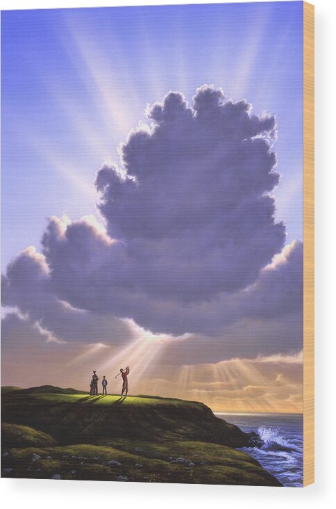 Golf Wood Print featuring the painting The Legend of Bagger Vance by Jerry LoFaro