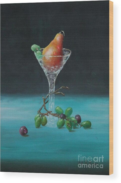 Oil Paintings Wood Print featuring the painting The Pear Martini by Bob Williams