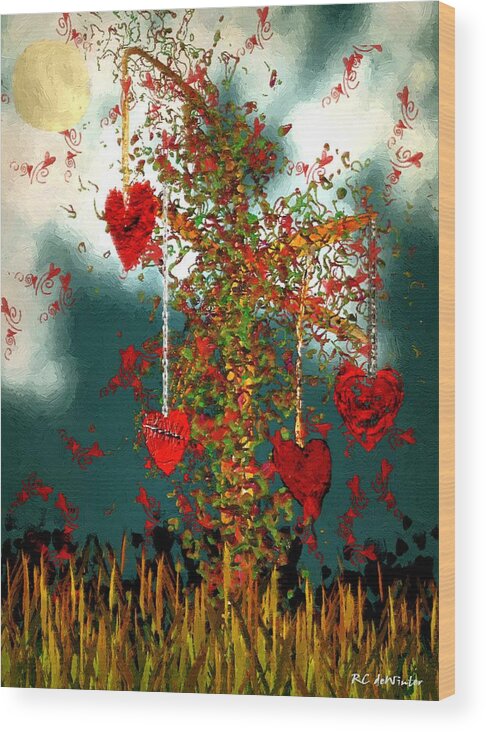 Hearts Wood Print featuring the painting The Tree of Hearts by RC DeWinter