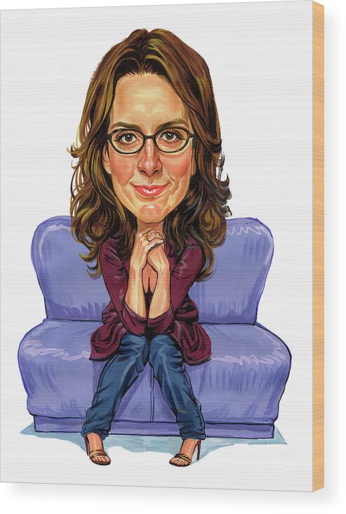 Tina Fey Wood Print featuring the painting Tina Fey by Art 