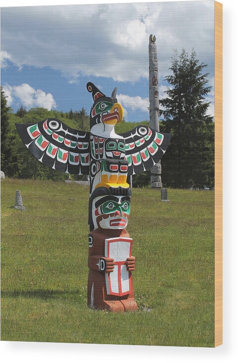 Alert Bay Wood Print featuring the photograph Totem Pole, Canada by Nancy Sefton