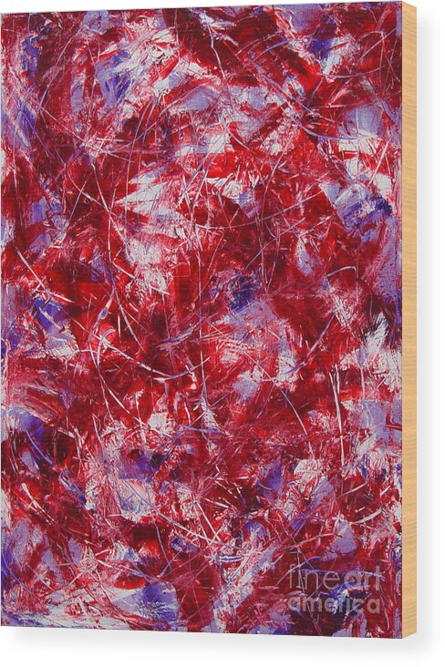 Abstract Wood Print featuring the painting Transitions with White Red and Violet by Dean Triolo