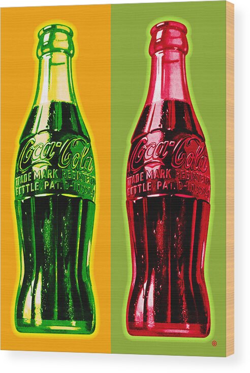  Grajphic Wood Print featuring the digital art Two Coke Bottles by Gary Grayson