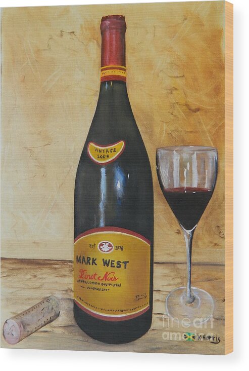 Wine Wood Print featuring the painting Uncorked - Mark West by Kenneth Harris