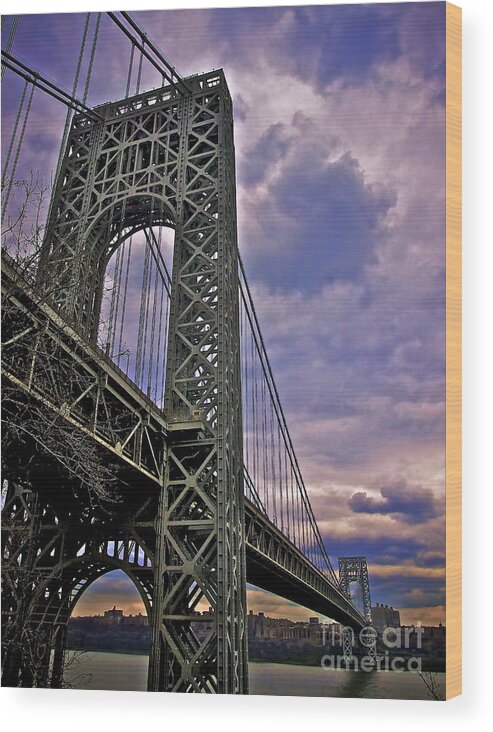 George Washington Bridge Wood Print featuring the photograph Under the Span by Mark Miller