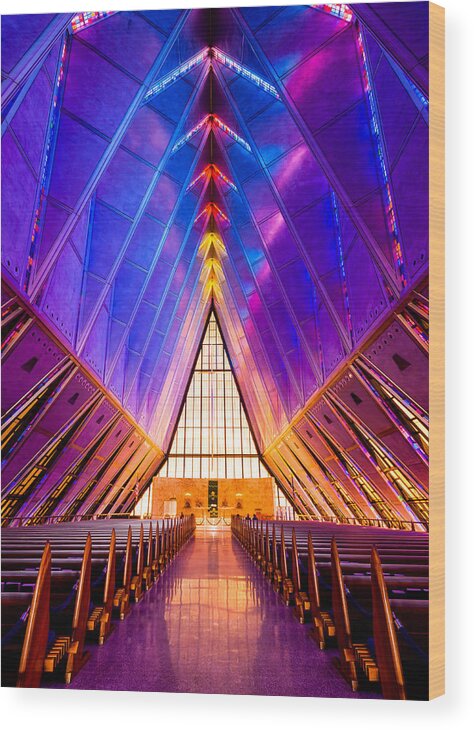 Chapel Wood Print featuring the photograph United States Air Force Academy Protestant Cadet Chapel by Alexis Birkill