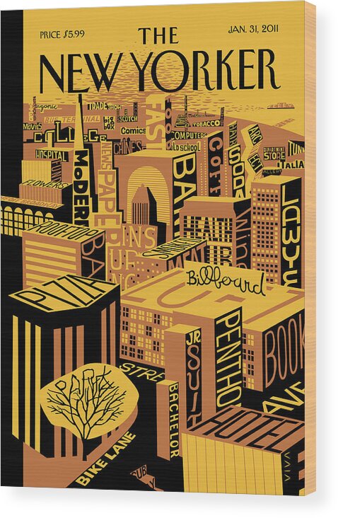 Skyline Wood Print featuring the painting New Yorker January 31st, 2011 by Frank Viva