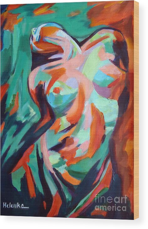 Nude Figures Wood Print featuring the painting Uplift by Helena Wierzbicki